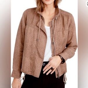 Rails Tennessee Tawny Spots bomber jacket Large linen animal funnel utility